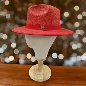 MEN'S BRUNO CAPELO KINGDOM COLLECTION STRAW FEDORA HAT FLAT WIDE 3" BRIM KI-518